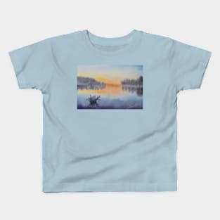 Sunset over a lake and forest Kids T-Shirt